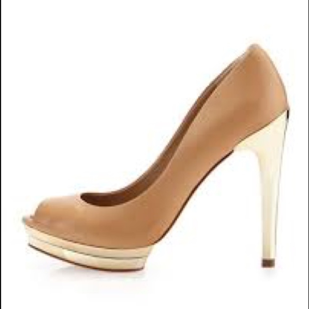 BCBG MAX AZRIA Dart Goldenheel Peeptoe Pump