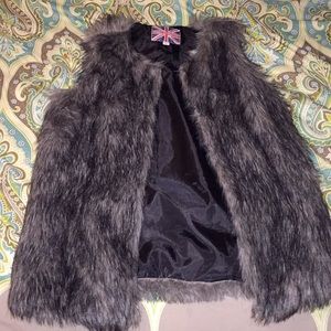 Black and Grey Faux Fur Vest