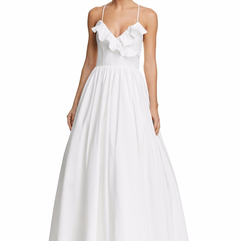 Avery G Ruffle Ball Gown Ivory Size 0