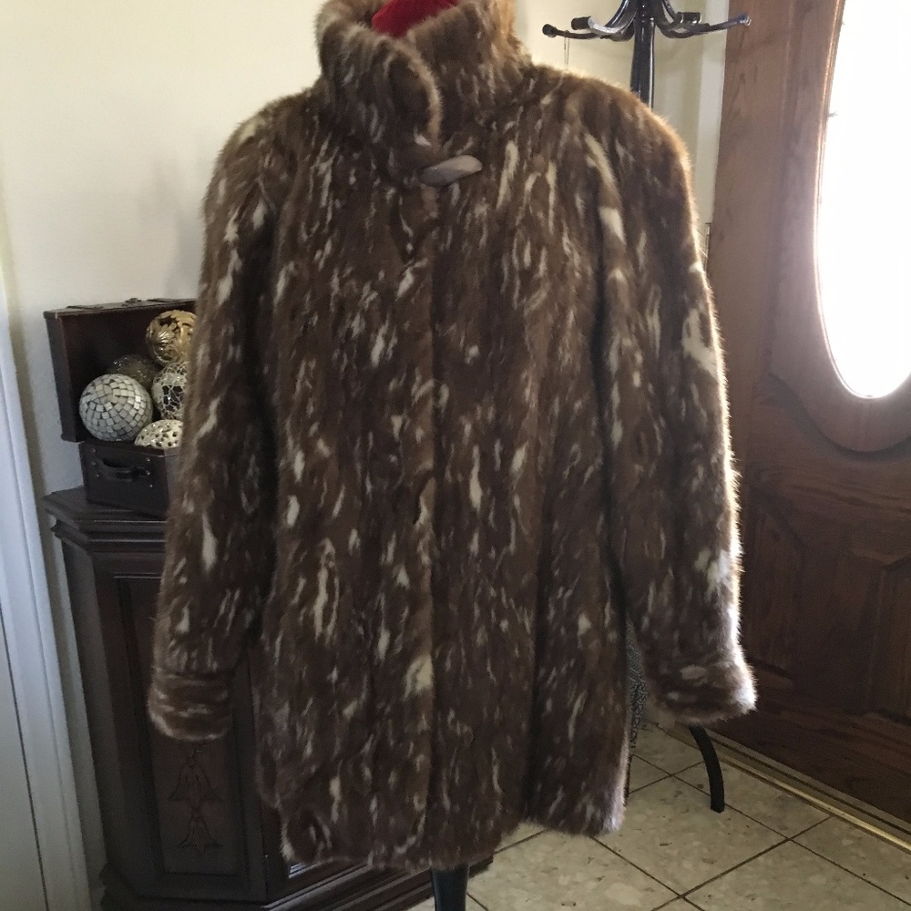 Spotted mink fur coat