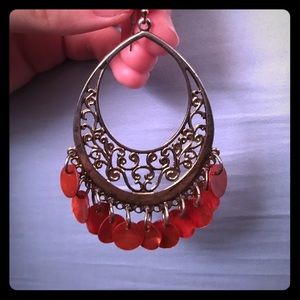 Boho Orange Dangle Earrings