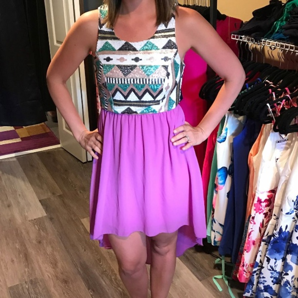 Aztec High Low Dress