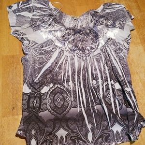 Oneworld blouse with black and white design