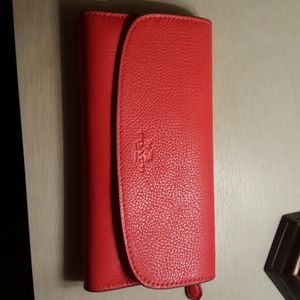 Coach red leather wallet with checkbook cover