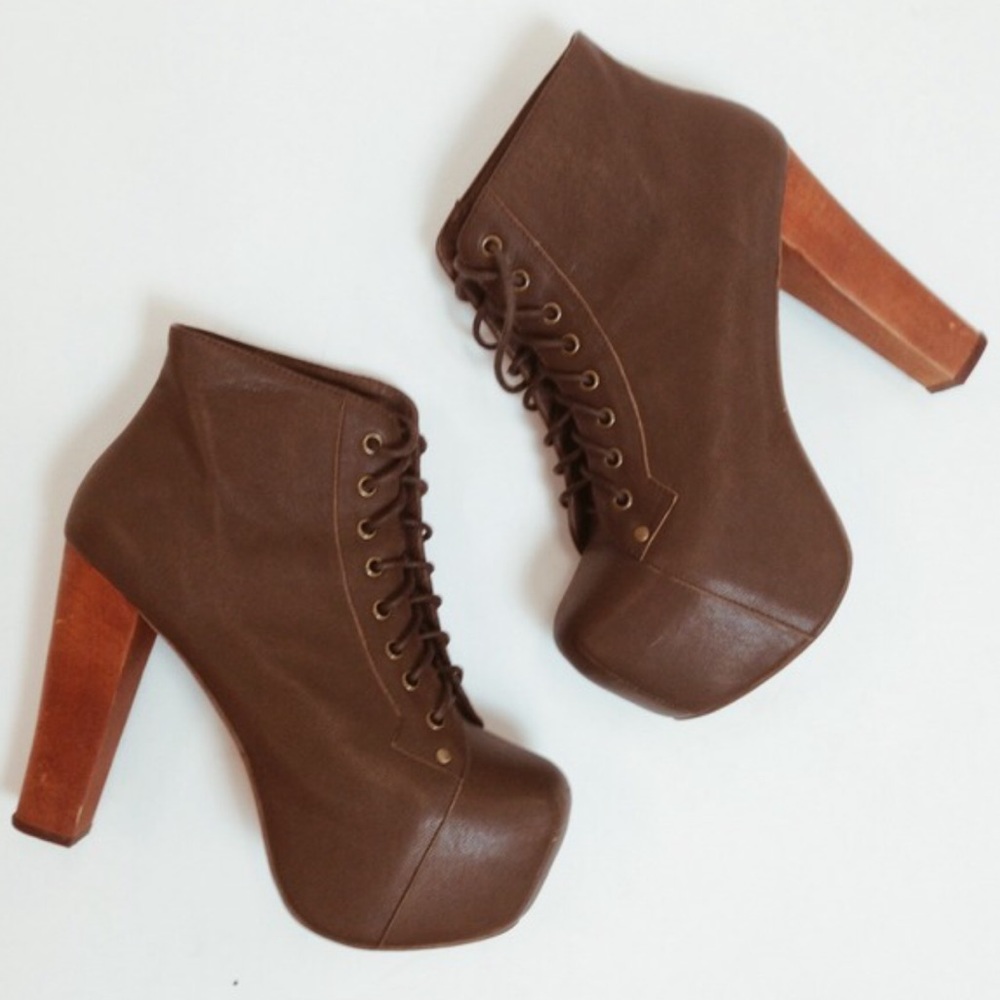 ❤️ Jeffrey Campbell Lita Booties Brown Leather 🤎
