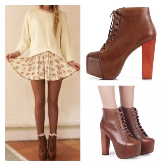 ❤️ Jeffrey Campbell Lita Booties Brown Leather 🤎 - Picture 6 of 9