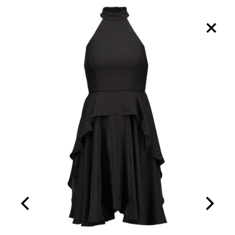 ISO Elizabeth & James black Jenner halter dress