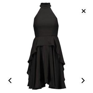 ISO Elizabeth & James black Jenner halter dress