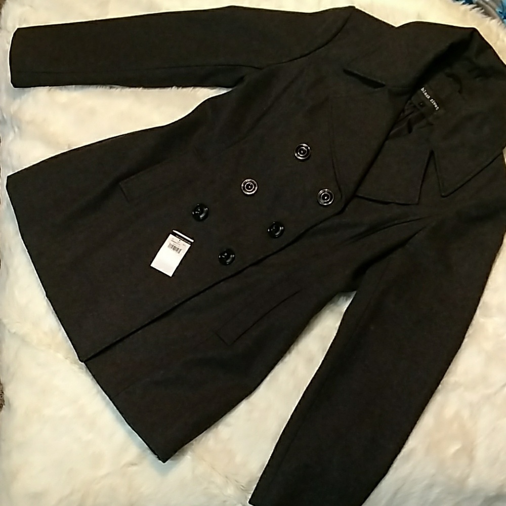 Wilson's Leather Black Rivet Pea Coat