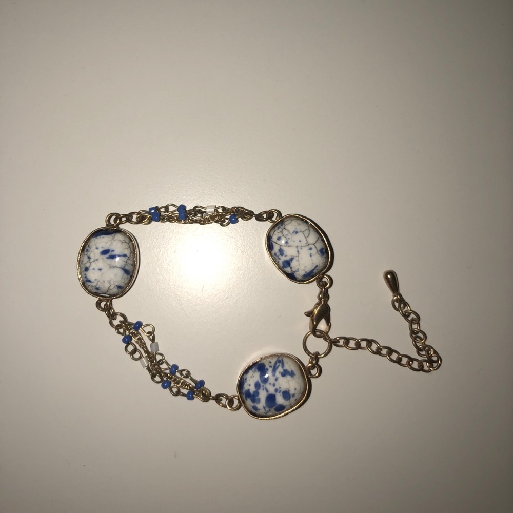 Gold & blue stone bracelet