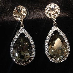 Lorren Bell rhinestone/smokey topaz earrings