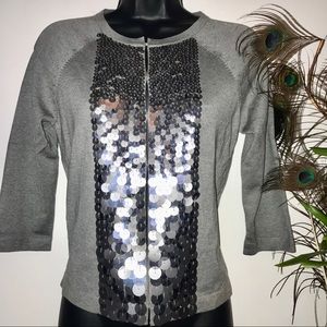 Ann Taylor Cardigan Gunmetal Sequins
