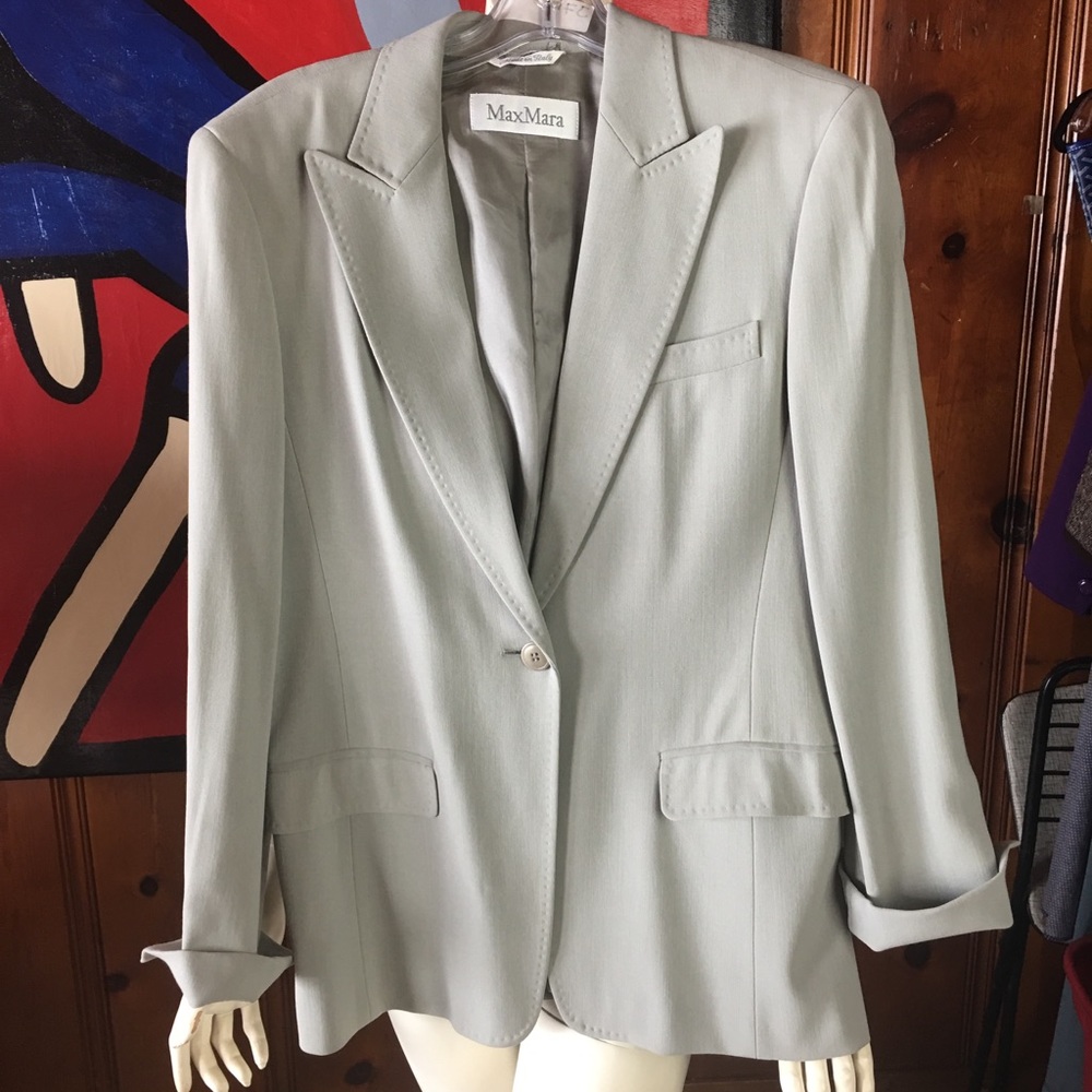 MAX MARA gray wool blazer suit coat jacket 10 M 44