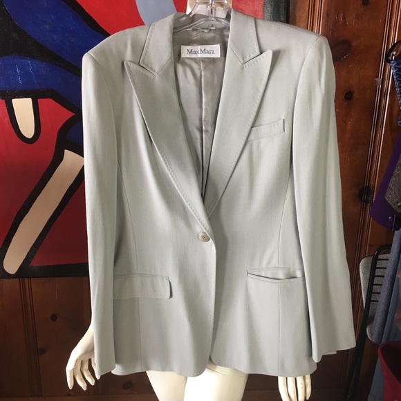 MAX MARA gray wool blazer suit coat jacket 10 M 44 - Picture 2 of 6