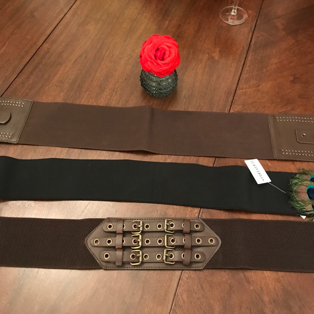 Three embellished elastic belts