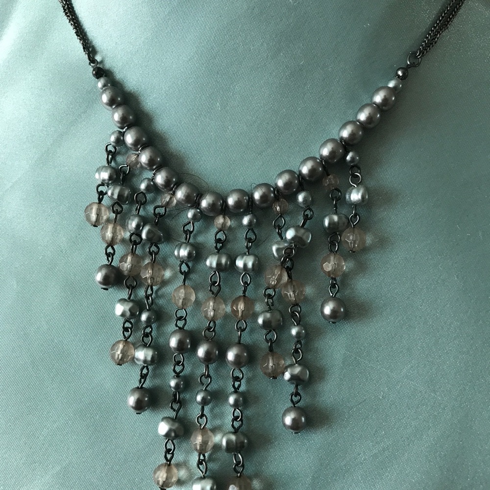Pewter & cream pearl necklace