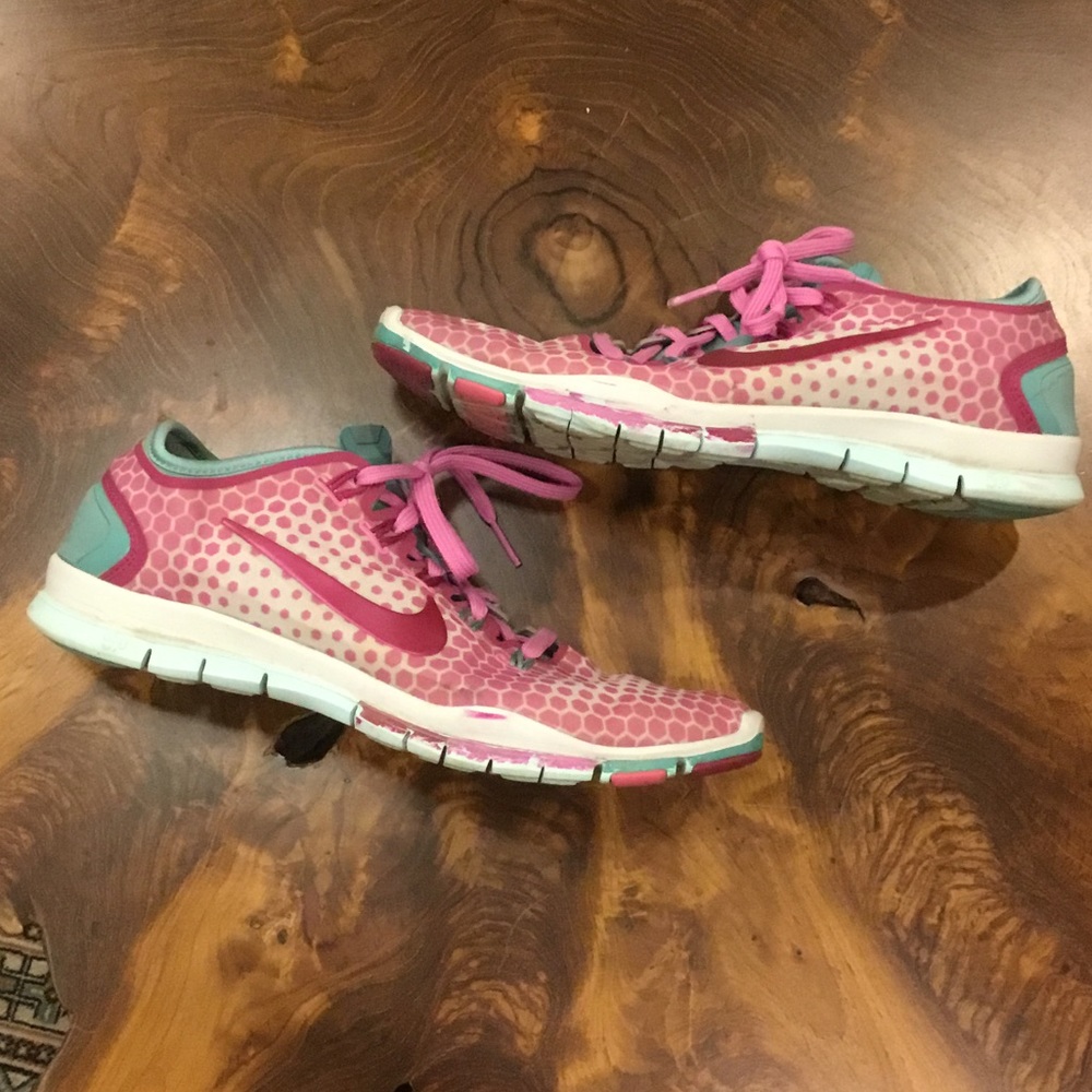 Pink and Blue Nike Free Shoes