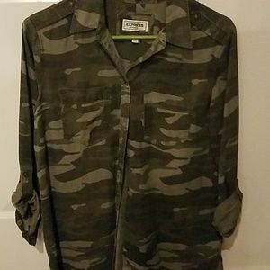Express Boyfriend Camo Button up