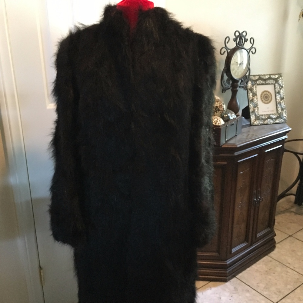Full length real fur coat - Black