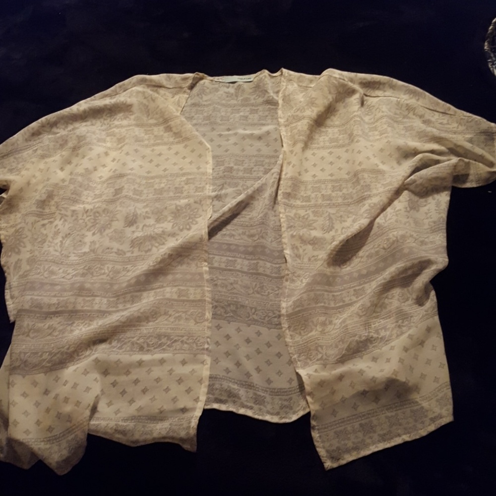 See through cream and gray shrug