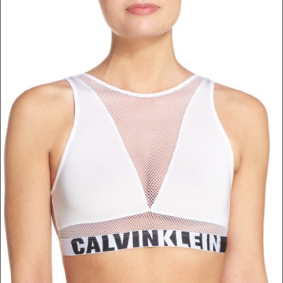 Sexy Mesh Deep V-Neck Bralette Calvin Klein Logo - Picture 2 of 8