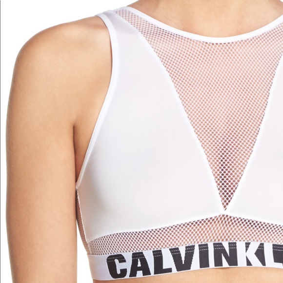 Sexy Mesh Deep V-Neck Bralette Calvin Klein Logo - Picture 3 of 8