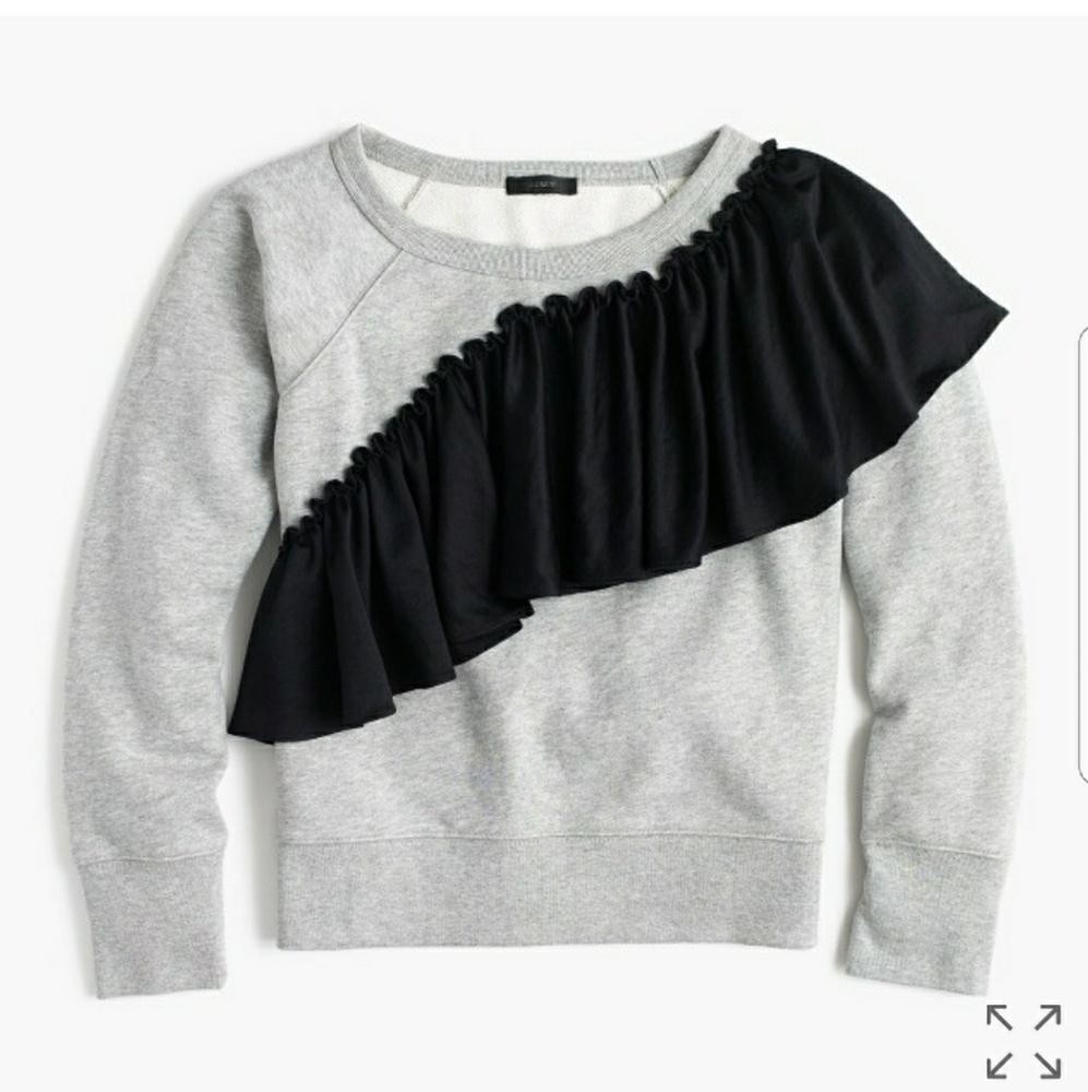 J. Crew Asymetrical ruffle sweatshirt NWT