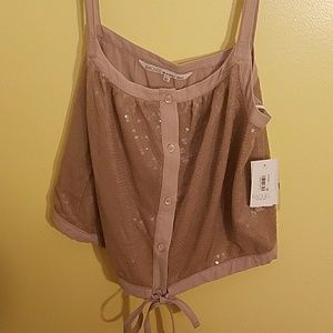 RACHEL Rachel Roy Gold Sequinned Crop Top