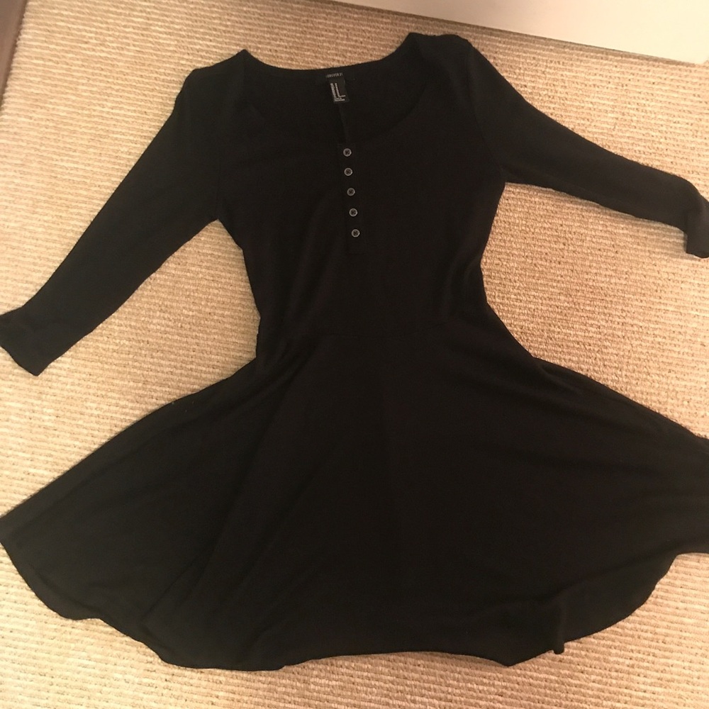 Forever 21 Black Button T Shirt Dress