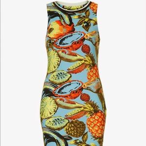 Topshop Tropical Fruit Print Midi Dress