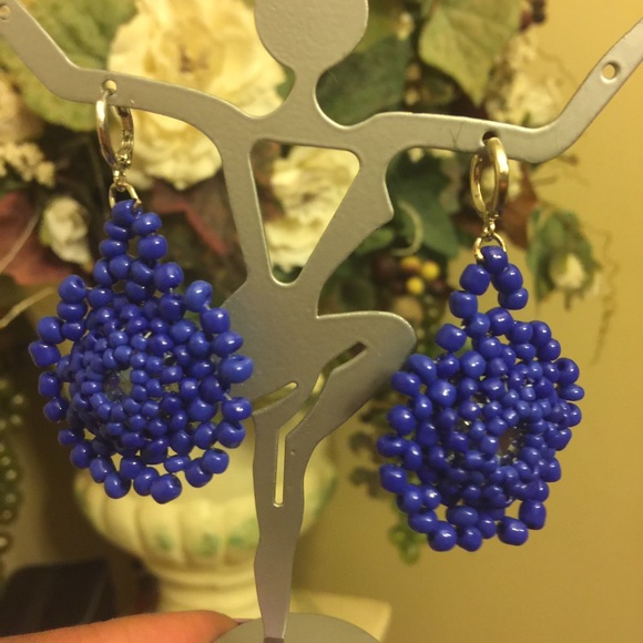 Meticulously handwoven jewelry set - Royal Blue - Picture 4 of 8
