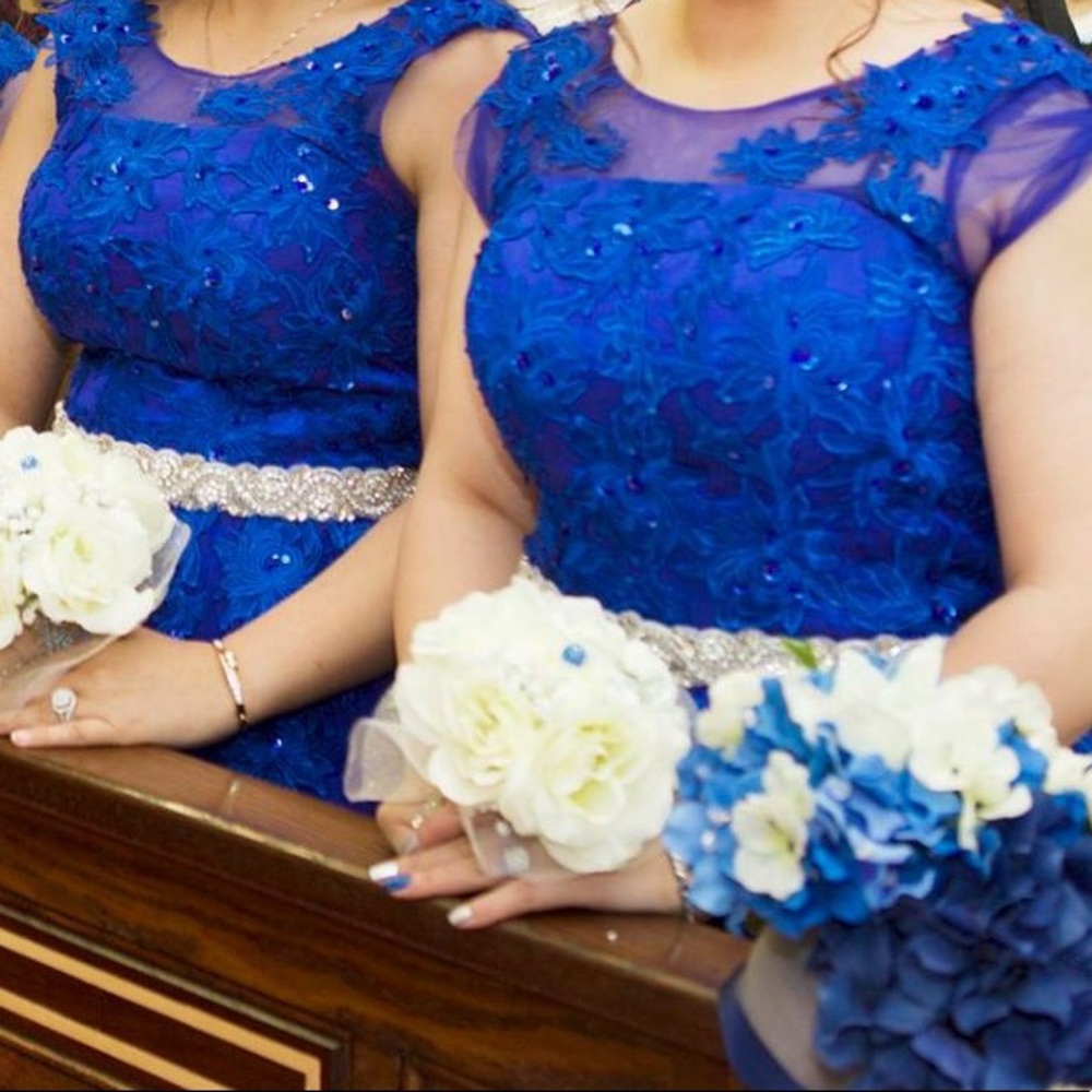 Royal blue formal wedding guest dress