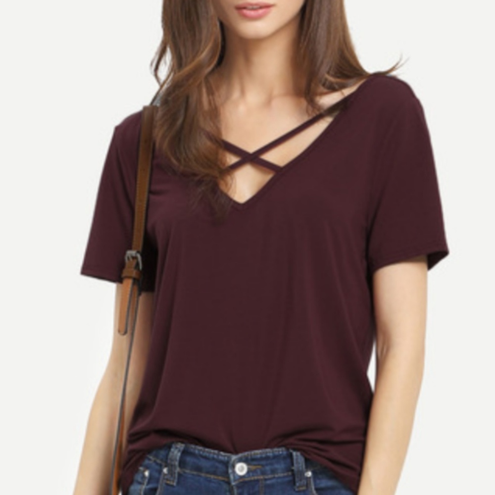 Burgundy Crisscross Top