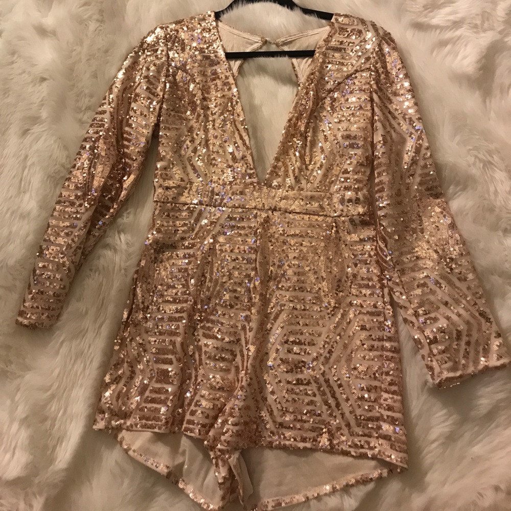 Sequin long sleeve romper