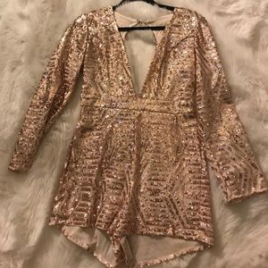 Sequin long sleeve romper