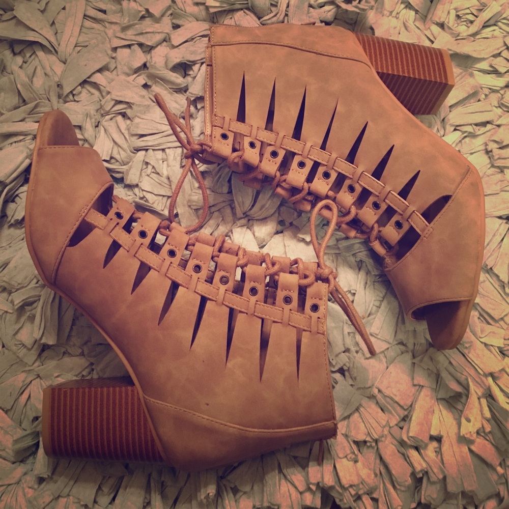 Lace-Up Peep Toe Booties