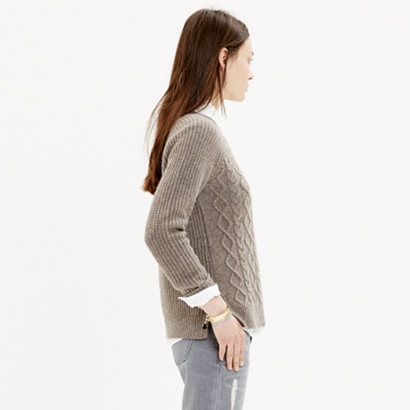 Madewell Cable Front Wool Pullover Sweater - Picture 3 of 6