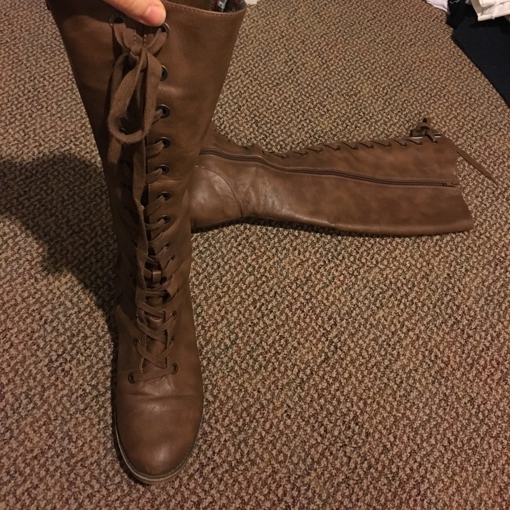 Knee high lace up boots 