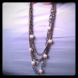 Chain and Pearl Layered Necklace