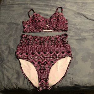 Pink Geometric Print Bikini