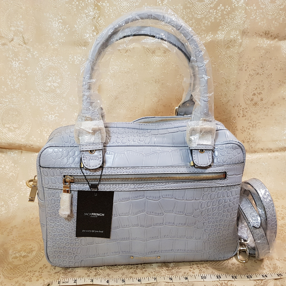 NWT Jack French Croc Leather Satchel and Crossbody