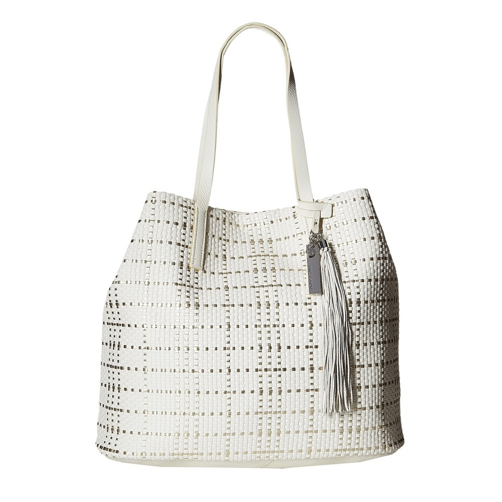 SALE! Vince Camuto Oren Woven Tote in White&Silver