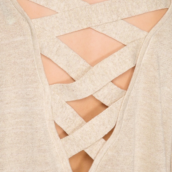 LIGHT TAUPE CRISS CROSS TOP - Picture 5 of 5