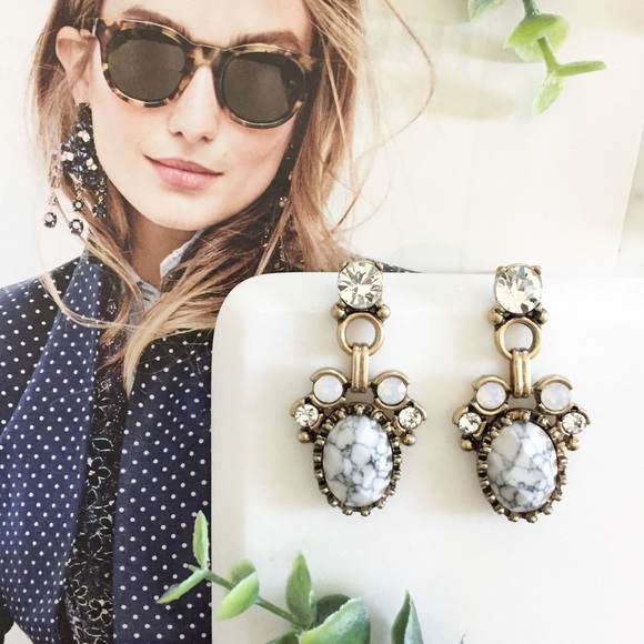 "Linnéa" Earrings || White Marble Statement - Picture 3 of 9