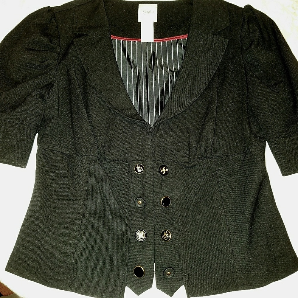 New CANDIE'S Cropped Elbow Sleeve Military Jacket