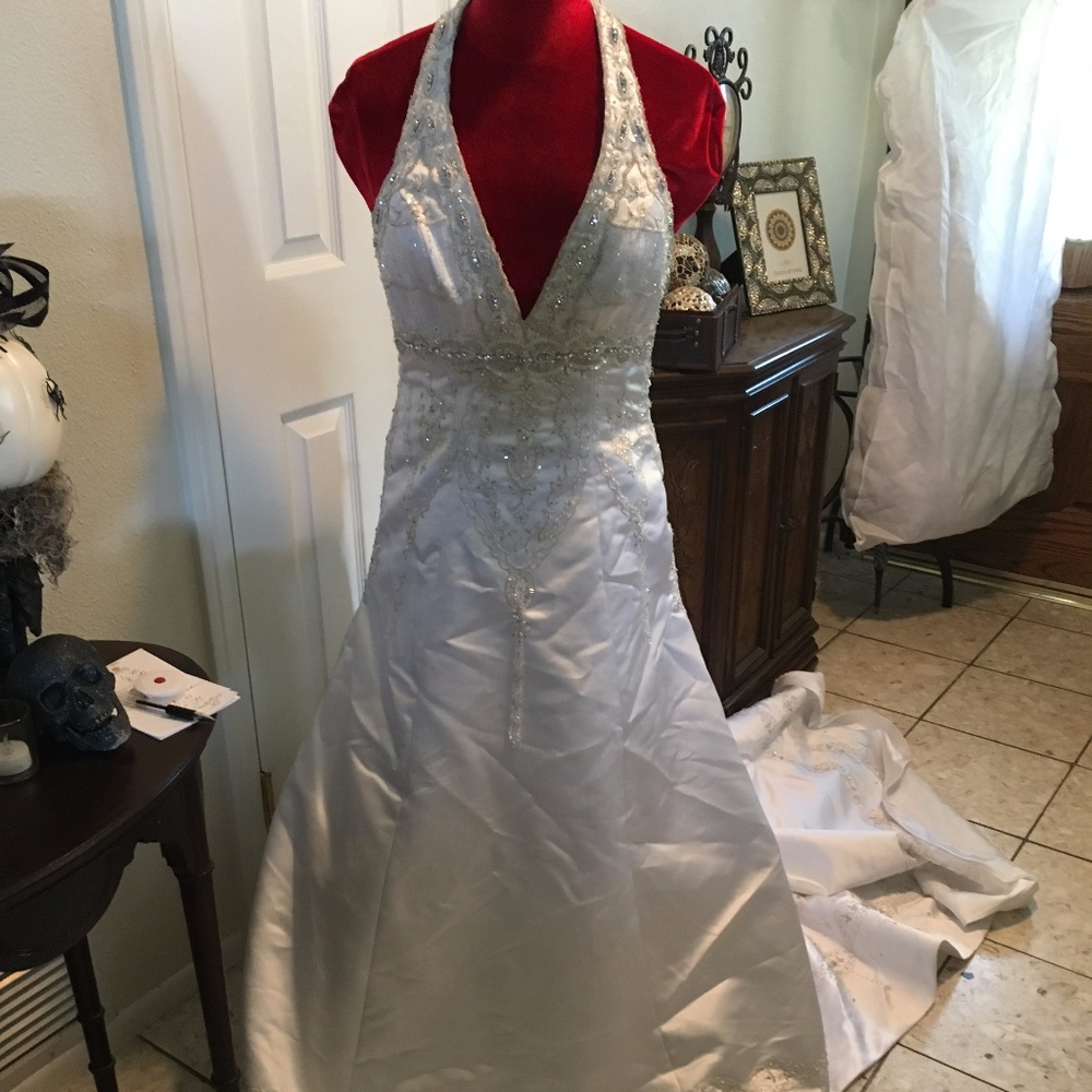 Gorgeous crystal beaded wedding dress