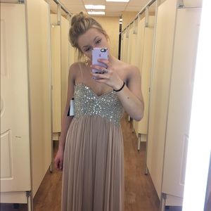 Strapless beaded prom dress