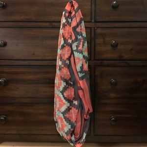 Infinity Scarf- dark pink, navy, light blue