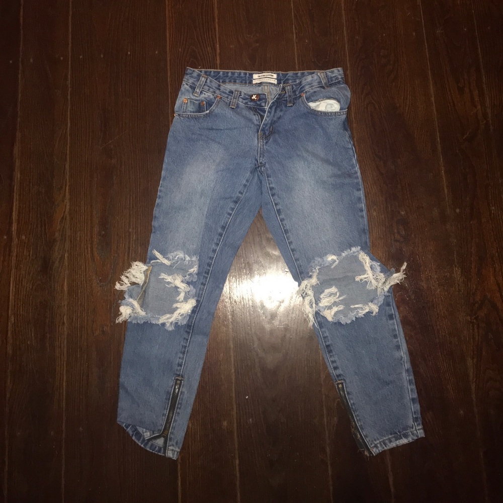 one teaspoon ripped cropped jeans