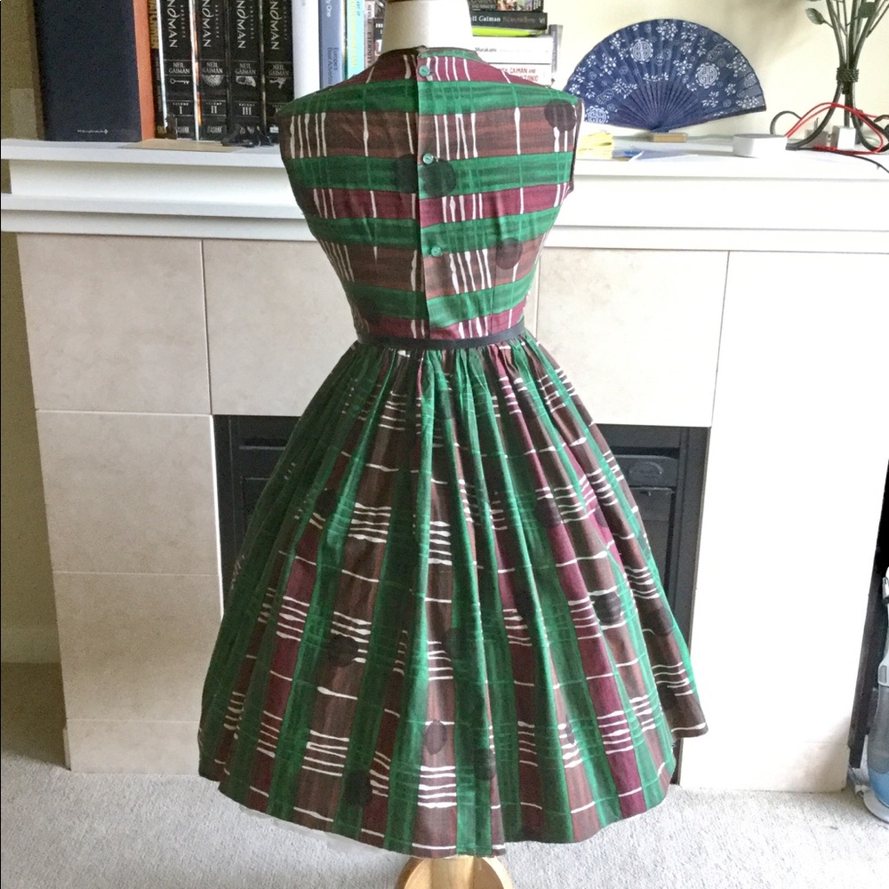 Cutest 1950s Plaid Cotton Day Dress